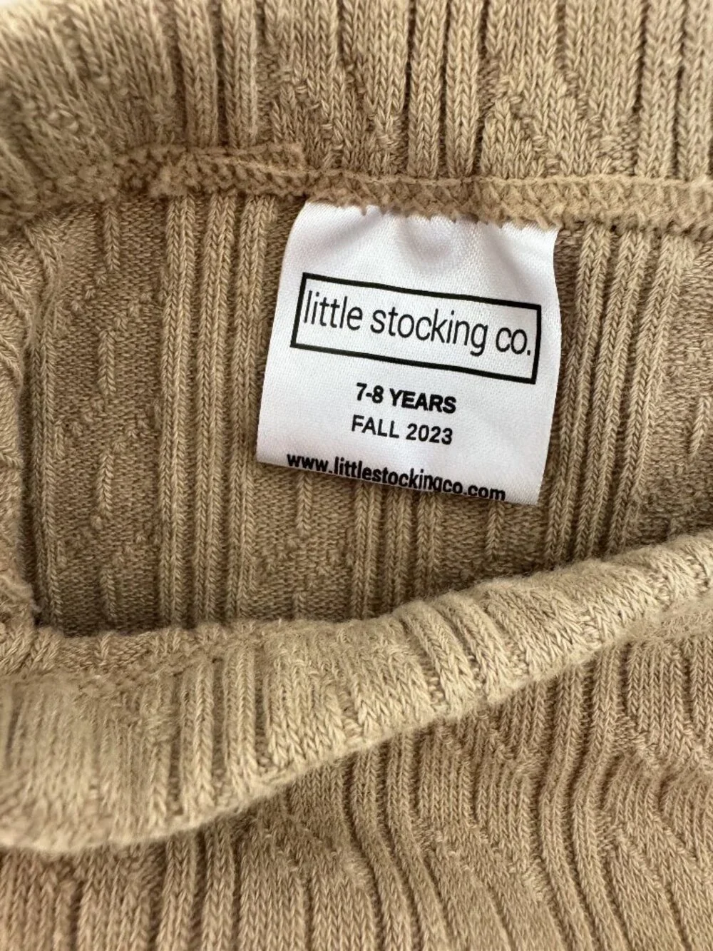 Little Stocking Co. Warm Thick Cable Knit Oat Beige Tights 7-8 Years Like New